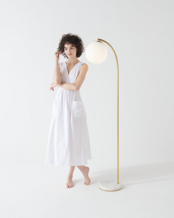 Brass-Tone Arc Globe Floor Lamp