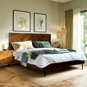 Chevron Hevea Wood Platform Bed — packaging and unboxing view