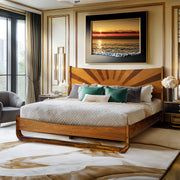 Close-up of slatted wood construction and grain detail — Sunburst Solid Wood Bed Frame