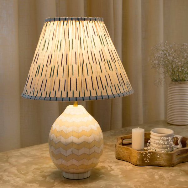 Herringbone Inlay Ivory Table Lamp