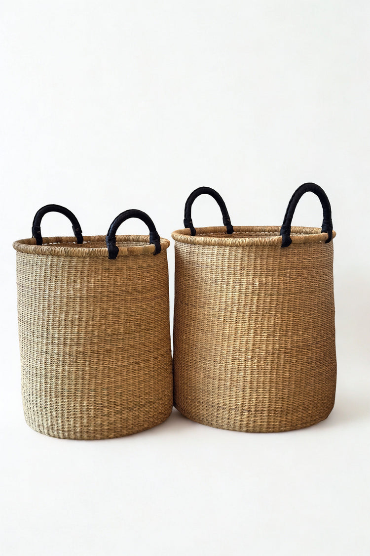 Handwoven Elephant Grass Laundry Hamper