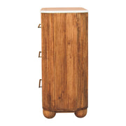 Fluted Mango Wood Marble-Top Nightstand