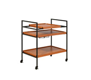 Honey Oak & Matte Black Bar Cart