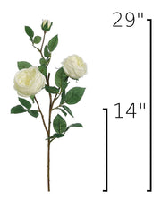 Ivory Faux Cabbage Rose Stem