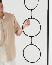 Brass Arc Floor Lamp with Three LED Rings