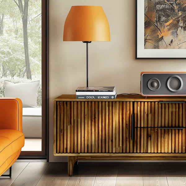 Fluted Acacia Wood TV Stand