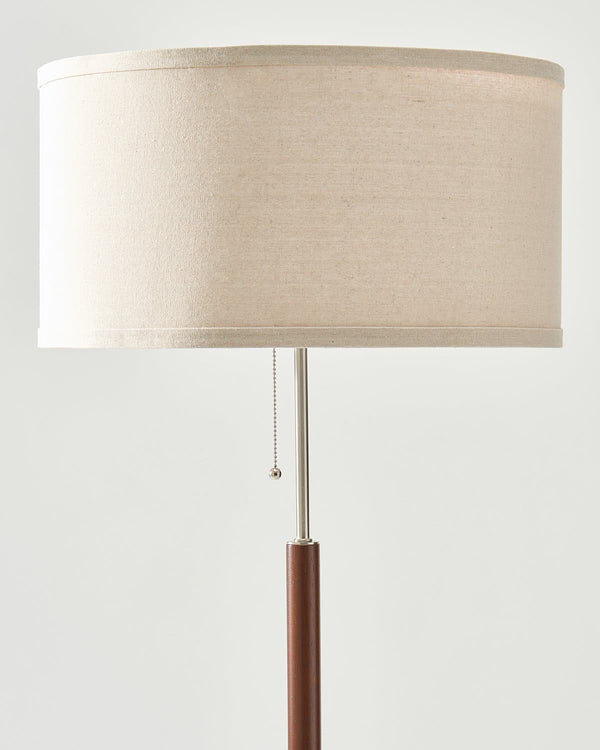 Wood-Grain Linen Shade Floor Lamp
