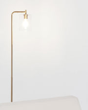 Brass-Finish Glass Cylinder Floor Lamp
