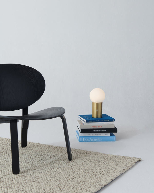 Brass USB Table Lamp with Frosted Glass Globe