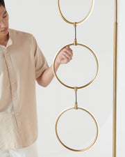 Brass Arc Floor Lamp with Three LED Rings