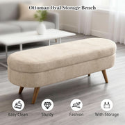 Oval Upholstered Storage Bench – ottoman (view 4) | Roost & Roam