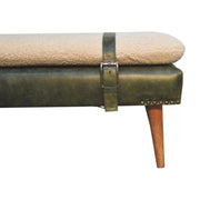 Bouclé Leather Upholstered Bench
