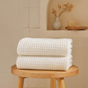 Waffle-Weave Cotton Bath Towel Set