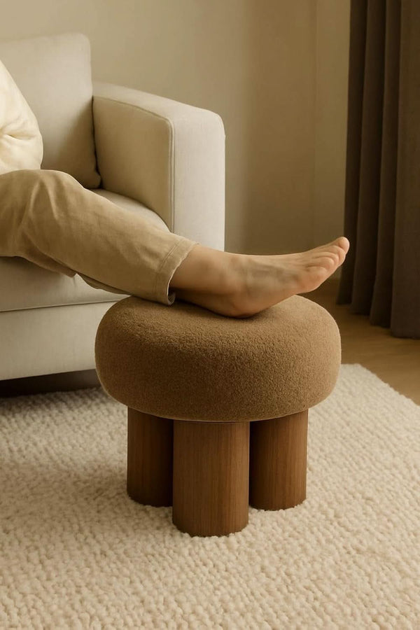 Bouclé Mushroom Ottoman Stool – ottoman (view 4) | Roost & Roam