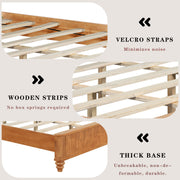Reeded Wood Platform Bed Frame