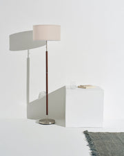 Wood-Grain Linen Shade Floor Lamp