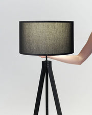 Linen Shade Tripod Floor Lamp — detail of finish and surface variation