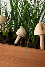Hand-Carved Wood Mushroom Garden Stake