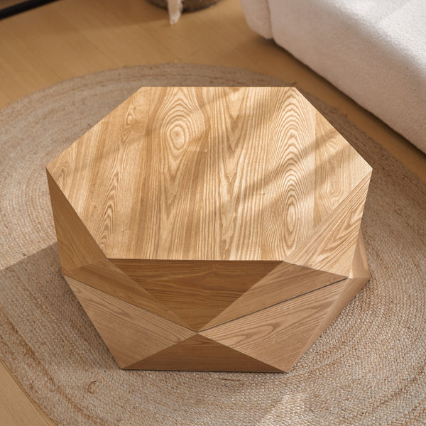 Geometric Hexagon Flip-Top Storage Coffee Table