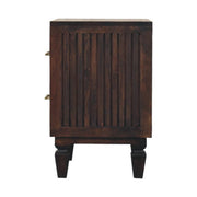 Fluted Mango Wood Two-Drawer Nightstand
