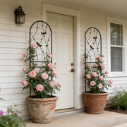 Dragonfly Motif Metal Garden Trellis Pair — scale reference and proportion detail