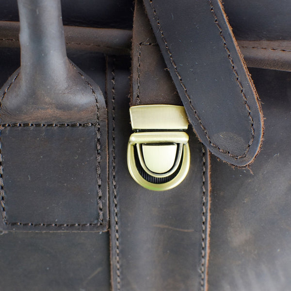 Dark Brown Leather Duffel Bag