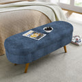 Oval Upholstered Storage Bench Wood Legs