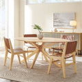 Oak-Finish Oval Dining Table