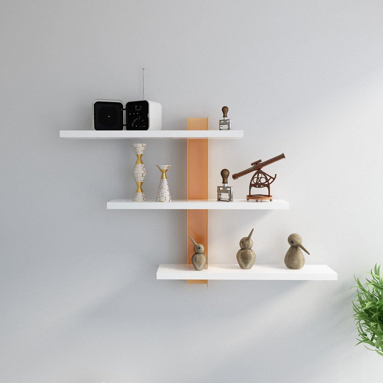 Adjustable Metal Spine Three-Tier Wall Shelf