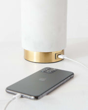 Marble-Base Brass USB Table Lamp — scale reference and proportion detail