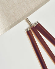 Linen Shade Tripod Floor Lamp — close-up of label and production detail