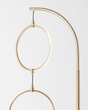Brass Arc Floor Lamp with Three LED Rings