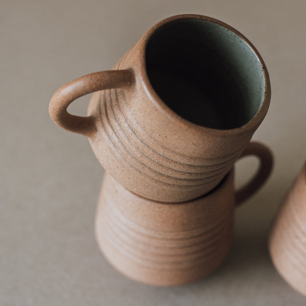 Ridged Local Clay Ceramic Mug