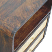 Mango Wood Rattan Two-Drawer Nightstand