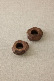 Faceted Walnut Napkin Ring Set
