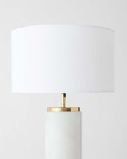 Marble-Base Brass USB Table Lamp — back and side profile detail