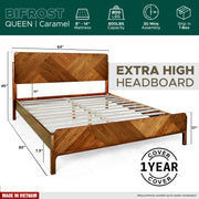 Geometric Parquet Wood Bed Frame