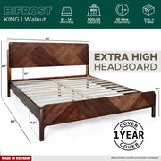 Geometric Parquet Wood Bed Frame
