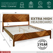 Geometric Parquet Wood Bed Frame