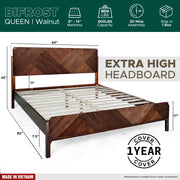 Geometric Parquet Wood Bed Frame