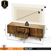 Fluted Acacia Wood TV Stand
