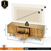 Fluted Acacia Wood TV Stand