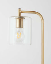 Brass USB Table Lamp with Glass Shade & Wireless Charging