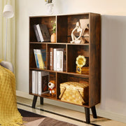 Retro Brown 7-Cube Open Bookshelf, 3-Tier