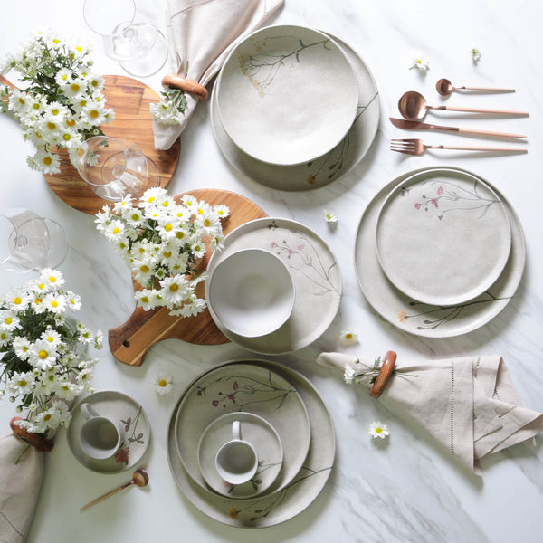 Botanical Speckled Ceramic Dinnerware Set