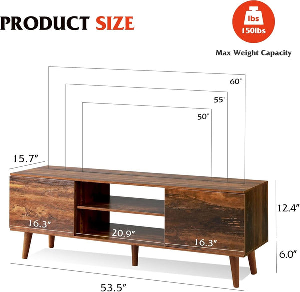 Mid-Century Wood-Grain TV Stand