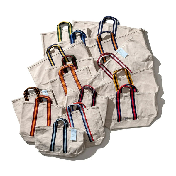 Recycled Canvas Striped Belt-Handle Tote