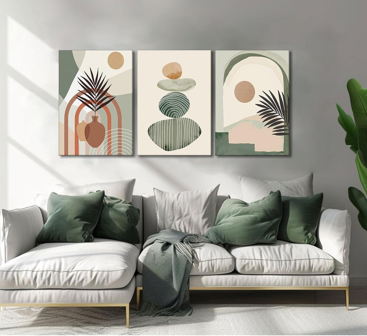 Abstract Botanical Canvas Print Set — back and side profile detail