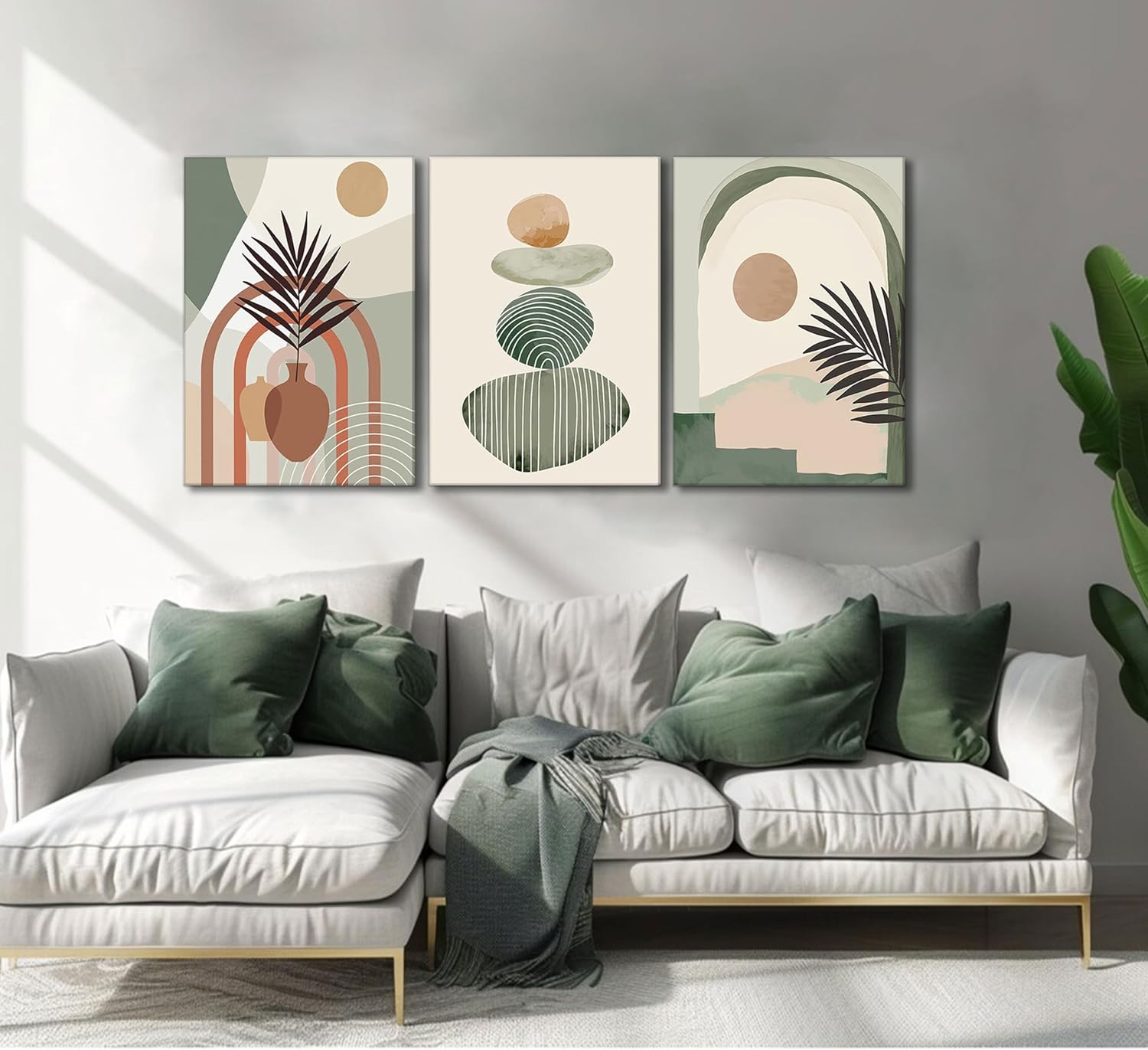 Abstract Botanical Canvas Print Set — back and side profile detail
