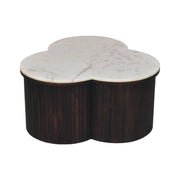 Fluted Mango Wood Marble-Top Coffee Table